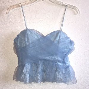 ASOS VICI Skylar Rose Lace & Tulle Padded Bra Crop Top Powder Blue Size S NEW